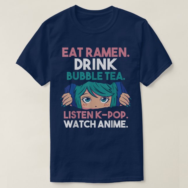 Ramen Bubble Tea Kpop Anime  T Shirt (Design framsida)