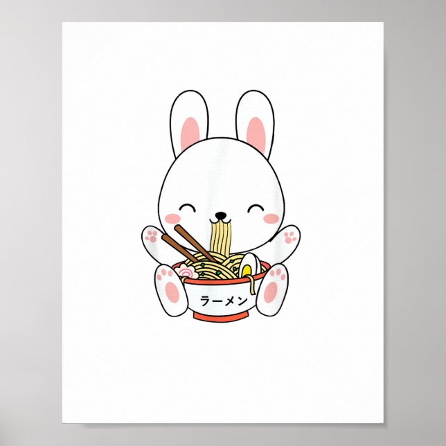 Ramen Bunny Bowl för Kawaii Ramen Noodle Soppa Kär Poster (Framsidan)