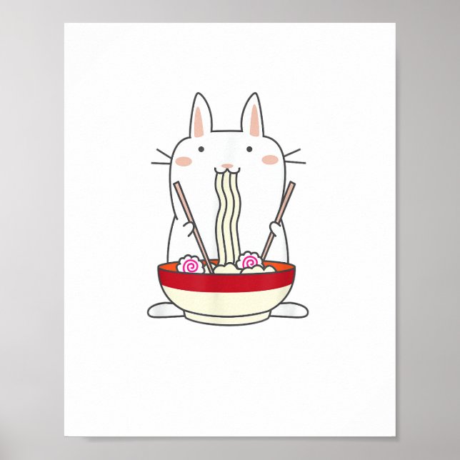 Ramen Bunny Japansk Noodles Kawaii Rabbit Tee Gi Poster (Framsidan)