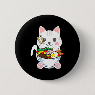 Ramen Cat Anime Bowl Kawaii Neko Japansk livsmedel Knapp