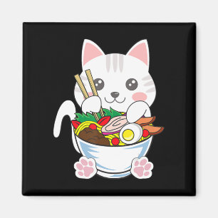 Ramen Cat Anime Bowl Kawaii Neko Japansk livsmedel Magnet