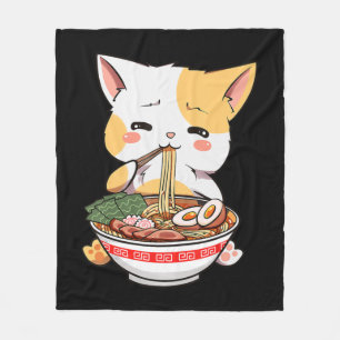 Ramen Cat Anime Bowl Kawaii Neko Japanska Kids Gir Fleecefilt
