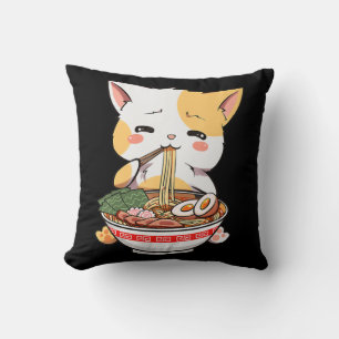 Ramen Cat Anime Bowl Kawaii Neko Japanska Kids Gir Kudde