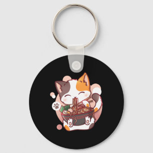 Ramen Cat Anime Bowl Kawaii Neko Japanska Nyckelring