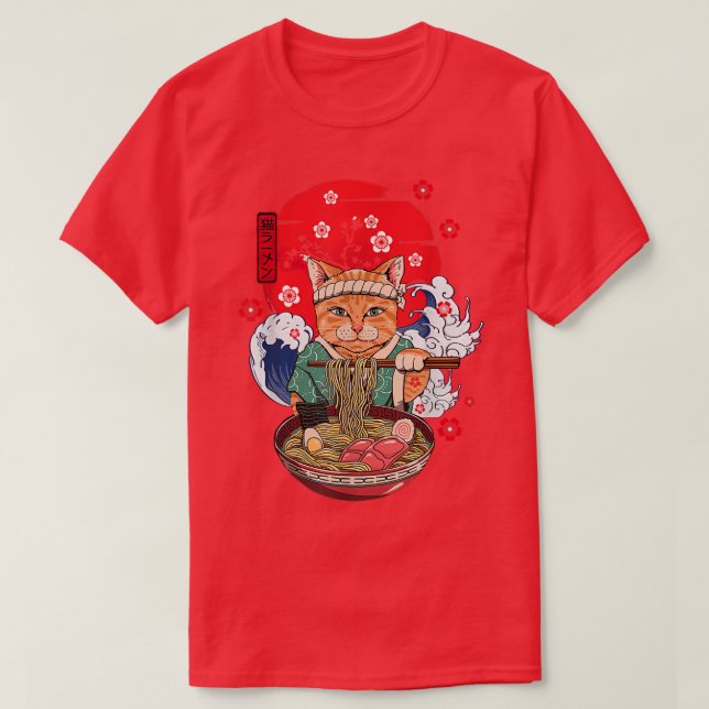 Ramen Cat Anime Japansk matdryck Lover Gifts Girl T Shirt (Design framsida)