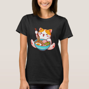 Ramen Cat Anime Kawaii Cat Eating Ramen T Shirt