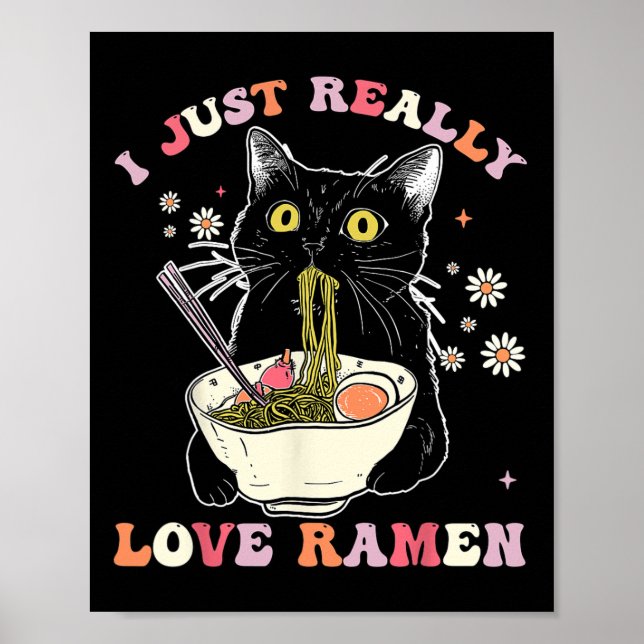 Ramen Cat Anime Kawaii Clothes Otaku Clothing Mang Poster (Framsidan)