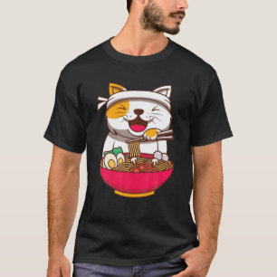 Ramen Cat Anime Kawaii Japanska flickor och pojkar T Shirt