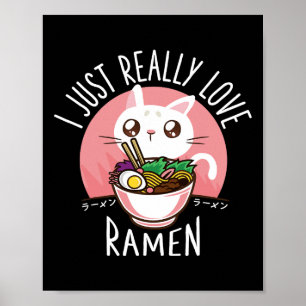 Ramen Cat Anime Shirt - Kawaii Clothes Otaku Trasa Poster