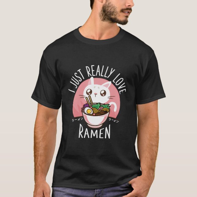 Ramen Cat Anime Shirt - Kawaii Clothes Otaku Trasa T Shirt (Framsida)