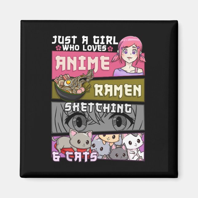 Ramen Cat Anime Sketching, en flicka som Kärlek Magnet (Framsidan)