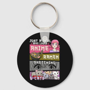 Ramen Cat Anime Sketching, en flicka som Kärlek Nyckelring