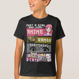 Ramen Cat Anime Sketching, en flicka som Kärlek T Shirt