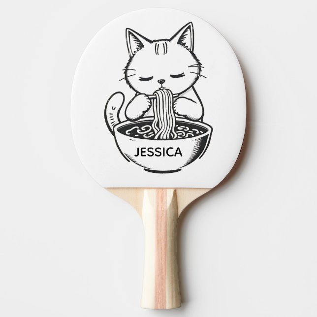 Ramen Cat – Awesome Kawaii Anime Personlig Pingisracket (Framsidan)