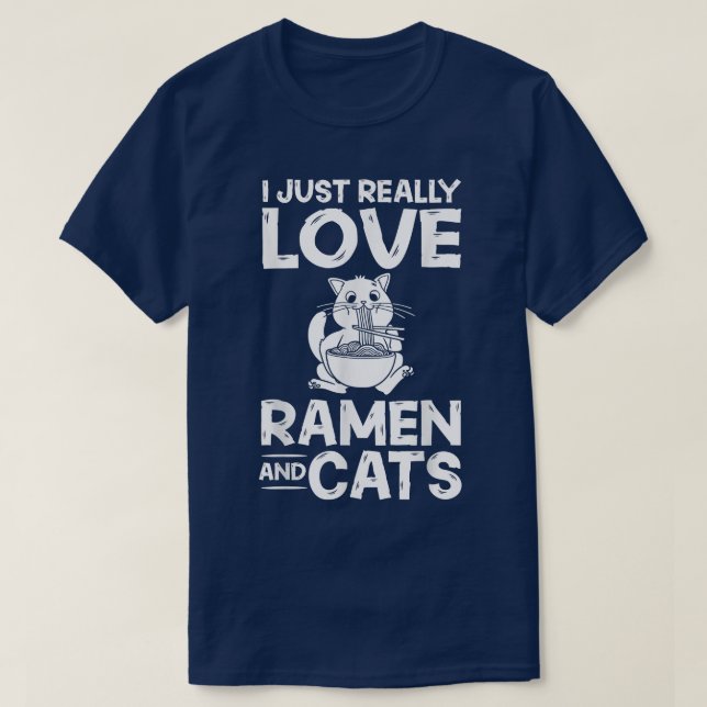 Ramen Cat Bowl Chicken Noodle Soppa japansk T Shirt (Design framsida)