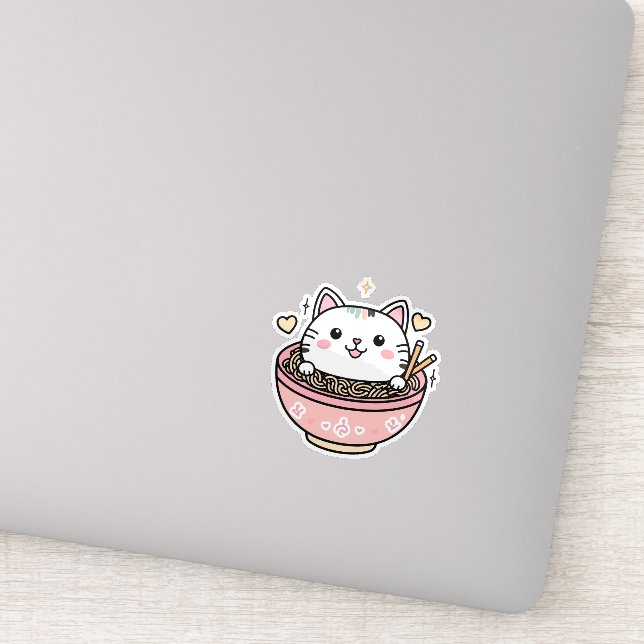 Ramen Cat - Cute Kawaii Klistermärken (Detalj)