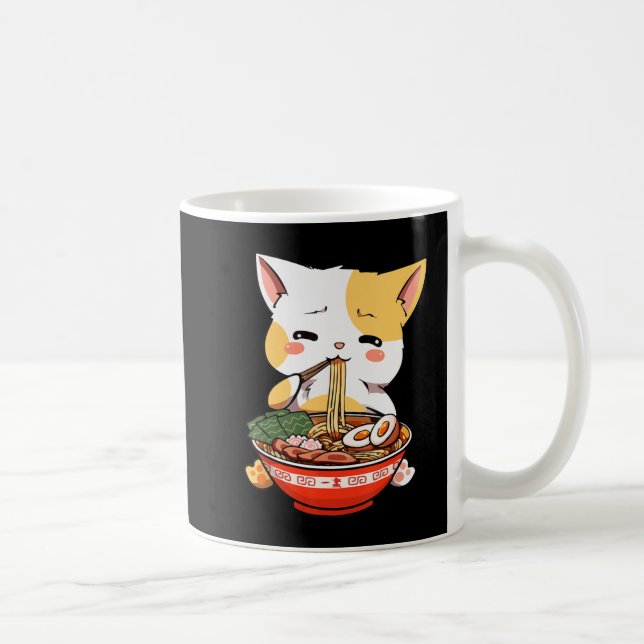 Ramen Cat Eating Noodles Kawaii Anime Merch Gift G Kaffemugg (Höger)