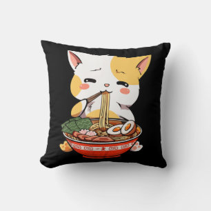 Ramen Cat Eating Noodles Kawaii Anime Merch Gift G Kudde