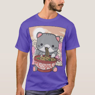 Ramen Cat Japansk Anime Kawaii Cute Koreanska Mang T Shirt