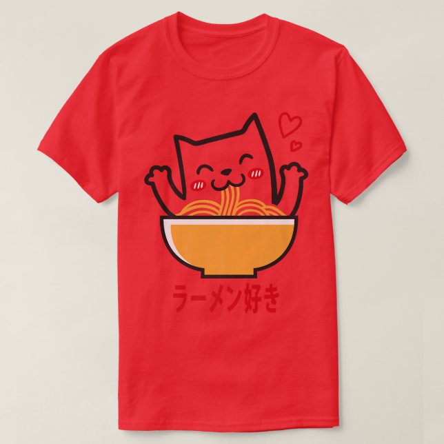 Ramen Cat Japansk Anime Kawaii Girls Officiell Tee (Design framsida)