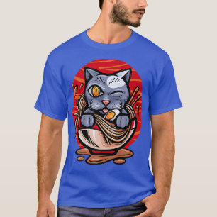 Ramen Cat Japansk Anime Kawaii Girls Officiell Tee