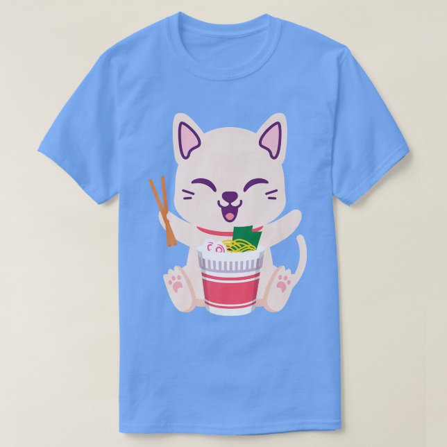 Ramen Cat Japansk Anime Kawaii Girls Officiell Tee (Design framsida)