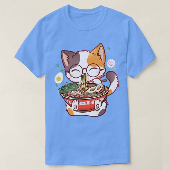 Ramen Cat Japansk Food Kawaii Anime Girls Officia T Shirt (Design framsida)
