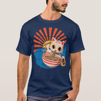Ramen Cat Japansk Kawaii Cute Anime 1454 T Shirt