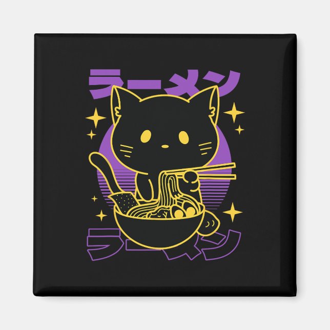 Ramen Cat japanska Magnet (Framsidan)