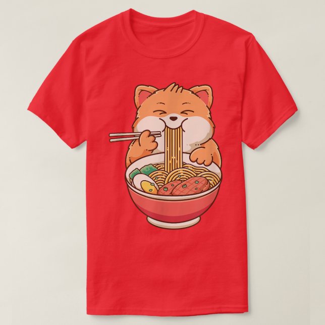 Ramen Cat Kawaii Anime Japanese Food Girls Teenage T Shirt (Design framsida)