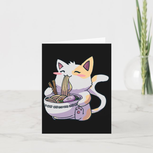 Ramen Cat Kawaii Anime Japanska Kawaii Neko Kort (Framsida)