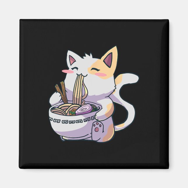 Ramen Cat Kawaii Anime Japanska Kawaii Neko Magnet (Framsidan)