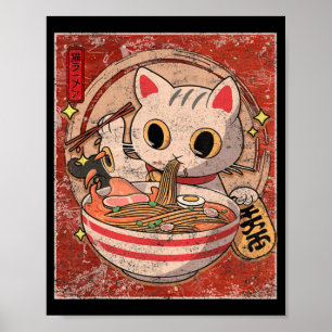 Ramen Cat Kawaii Anime Jape Food Gift Girls Te Poster