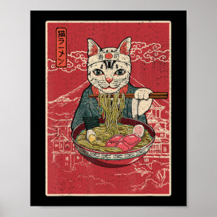 Ramen Cat Kawaii Anime Jape Food Girls Officia Poster