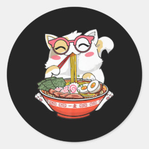 Ramen Cat Kawaii Anime Jape Food Girls Officia Runt Klistermärke
