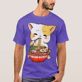 Ramen Cat Kawaii Anime Jape Food Girls  T Shirt