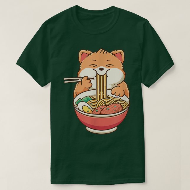 Ramen Cat Kawaii Anime Jape Food Girls Teenage T Shirt (Design framsida)