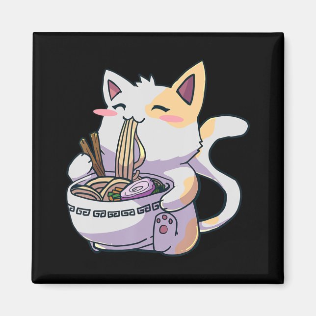 Ramen Cat Kawaii Anime Jape Japp Magnet (Framsidan)
