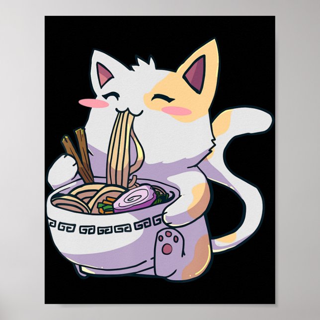 Ramen Cat Kawaii Anime Jape Japp Poster (Framsidan)
