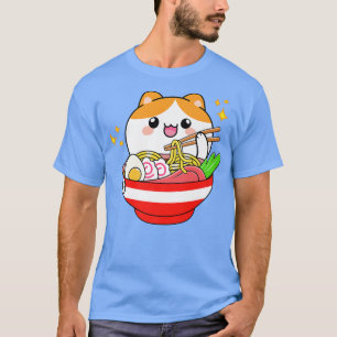 Ramen Cat Kawaii Anime Manga Cute Neko Eating Japa T Shirt