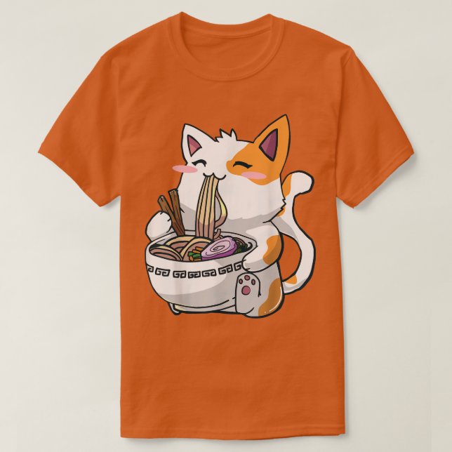 Ramen Cat Kawaii Anime Otaku T Shirt (Design framsida)