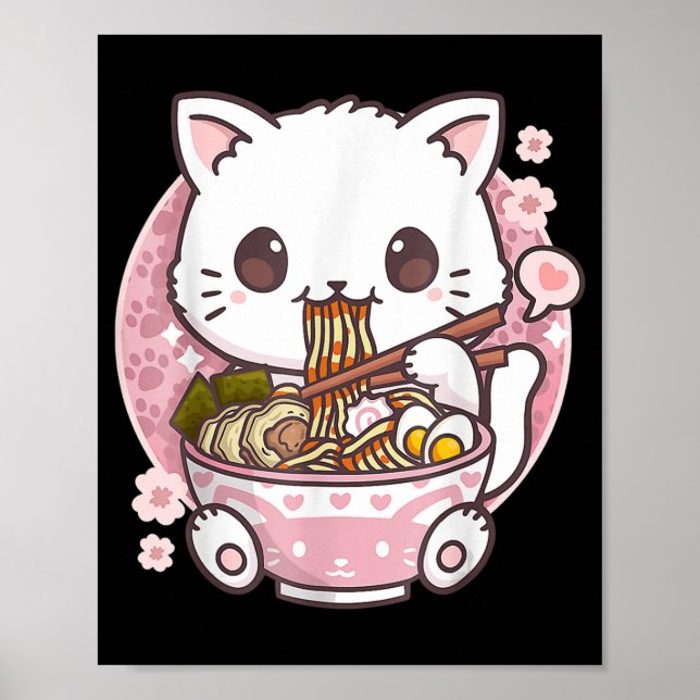 Ramen Cat Kawaii Anime Ramen Cat Lovers Kawaii Poster (Framsidan)