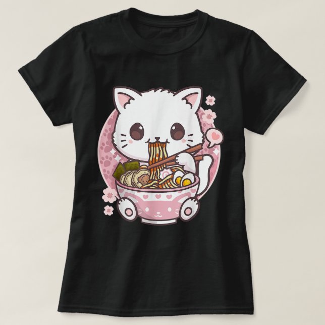 Ramen Cat Kawaii Anime Ramen Cat Lovers Kawaii T Shirt (Design framsida)