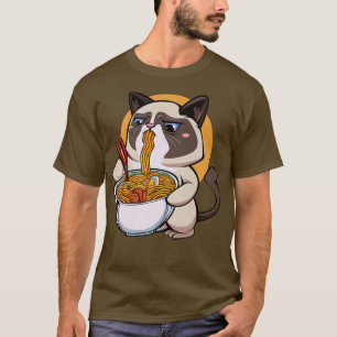 Ramen Cat Kawaii Fläkt Anime Japanska Noodles Asia T Shirt