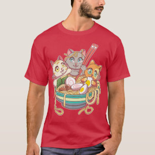 Ramen Cat Kawaii Fläkt Anime Japanska Noodles Asia T Shirt
