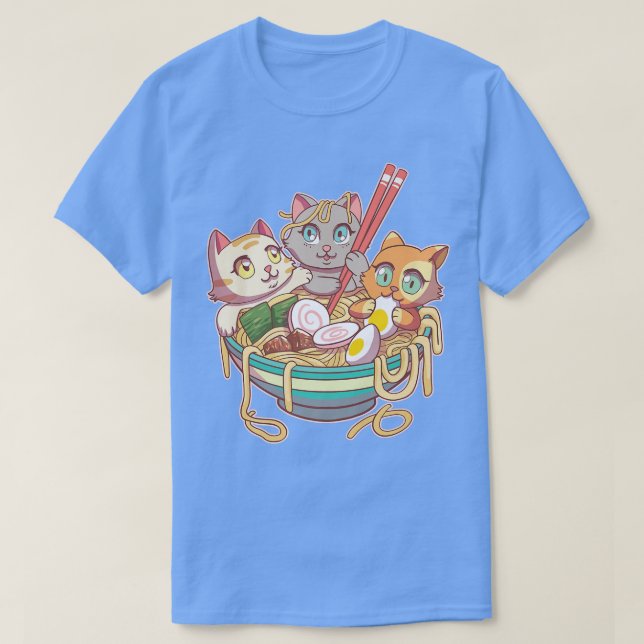 Ramen Cat Kawaii Fläkt Anime Japanska Noodles Asia T Shirt (Design framsida)