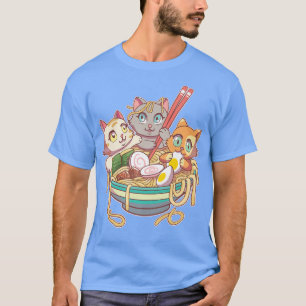 Ramen Cat Kawaii Fläkt Anime Japanska Noodles Asia T Shirt