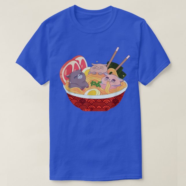 Ramen Cat Kawaii Neko Anime Cats Japanese Noodles  T Shirt (Design framsida)