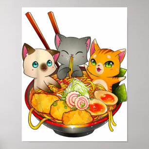Ramen Cat Kawaii Neko Anime Otaku Cats Japanska Poster