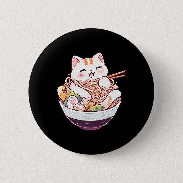 Ramen Cat Kawaii Neko Cute Anime Shirt För manar W Knapp (Framsida)